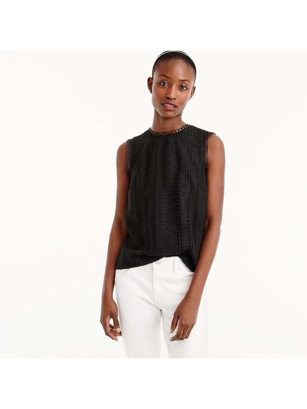 J Crew Mixed lace top in BLACK
